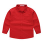 Children's Shirt in the Spring and Autumn New Boys and Girls Suit Collar Shirt Children's Pure Color Long Sleeve Shirt