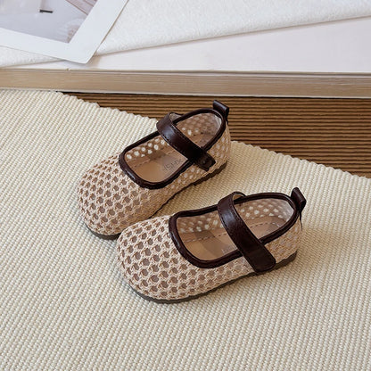Spring Girl's Casual Shoes Mesh Hook-loop Chic Daily Kid's Flat Shoe Solid Colors Anti-slip Breathable Light Comfy Children Shoe
