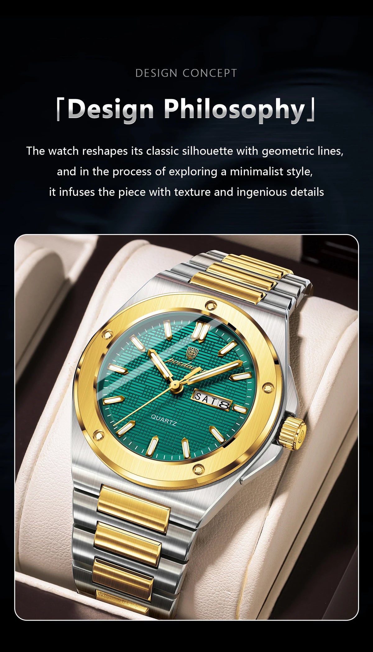 POEDAGAR High Quality Men Clock Date Week Waterproof Fashion Watch For Man Stainless Steel Luxury Men's Quartz Watches Reloj+Box