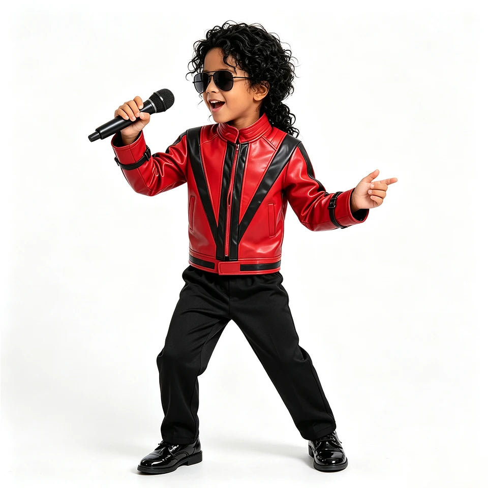 Pop Star Jackson Kids Clothes Halloween Cosplay 80s Singer Stage Performance Children's Costume Rock Disco Dancing Boys Outfits