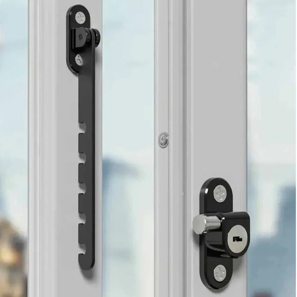 Portable Metal Window Blocking Lock Adjustable Windproof Window Limiter Blocker Multiple Gears Fixator Children Safety Lock
