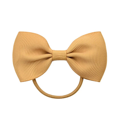 2.75 Inch Small Ribbon Bows With Elastic Hair Bands For Kids Girls Ponytail Solid Color Bowknot Hair Ropes Ties Hair Accessories