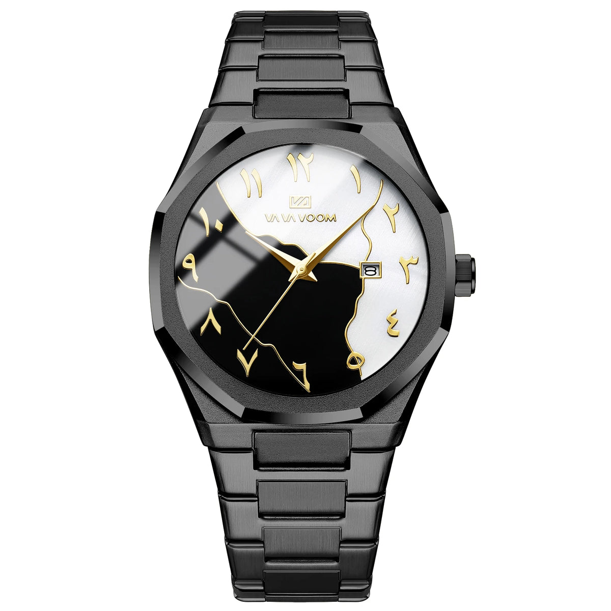 Top Brand Men Watch Marble Dial 42mm Arabic Scale Clock Silver Stainless Steel Quartz Movement Sports Business Wristatch for Men