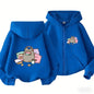 Cozy Pusheen Cat With Headphones Snacks Front Back Zip Up Hoodie For Kids Long Sleeve Lovely Cartoon Casual Outerwear Jacket