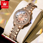 OLEVS 9943 Luxury Diamond Watch for Women Starry Sky Dial Elegant Stainless Steel Waterproof Luminous Quartz Wristwatch Ladies