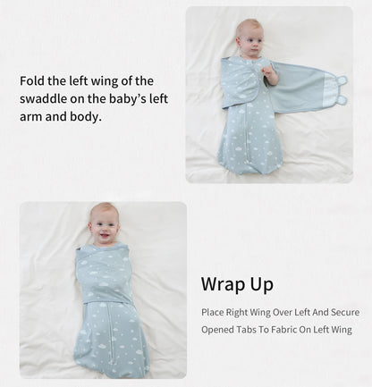 INSULAR Baby 100% Cotton Swaddling Cloth With Caps Envelope Type Newborn Cartoon Envelope Anti-Startle Adjustable Bedding Item