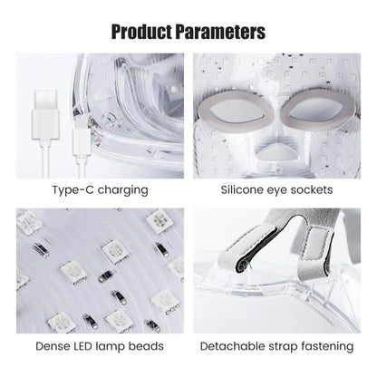 Rechargeable Facial LED Mask 7 Colors LED Photon Therapy Beauty Mask Skin Rejuvenation Home Face Lifting Whitening Beauty Device