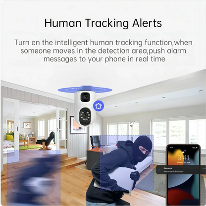 8MP 4K Wifi Surveillance Camera Wireless Security PTZ IP Camera AI Human Tracking 10X Zoom Security Camera Dual Screen Monitor