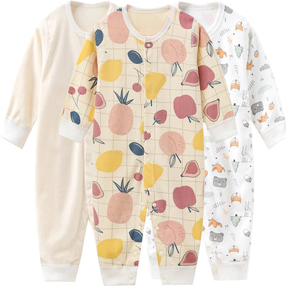 3PCS Baby Girl Clothes Set Cotton Newborn Unisex Baby Boy Clothes Cartoon Active Pajamas One-Pieces Print Autumn Ropa Bebe