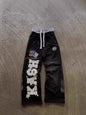 Autumn and Winter Fashion High Street Ins Fashion Men's and Women's Loose Straight Embroidered Printed Casual Pants