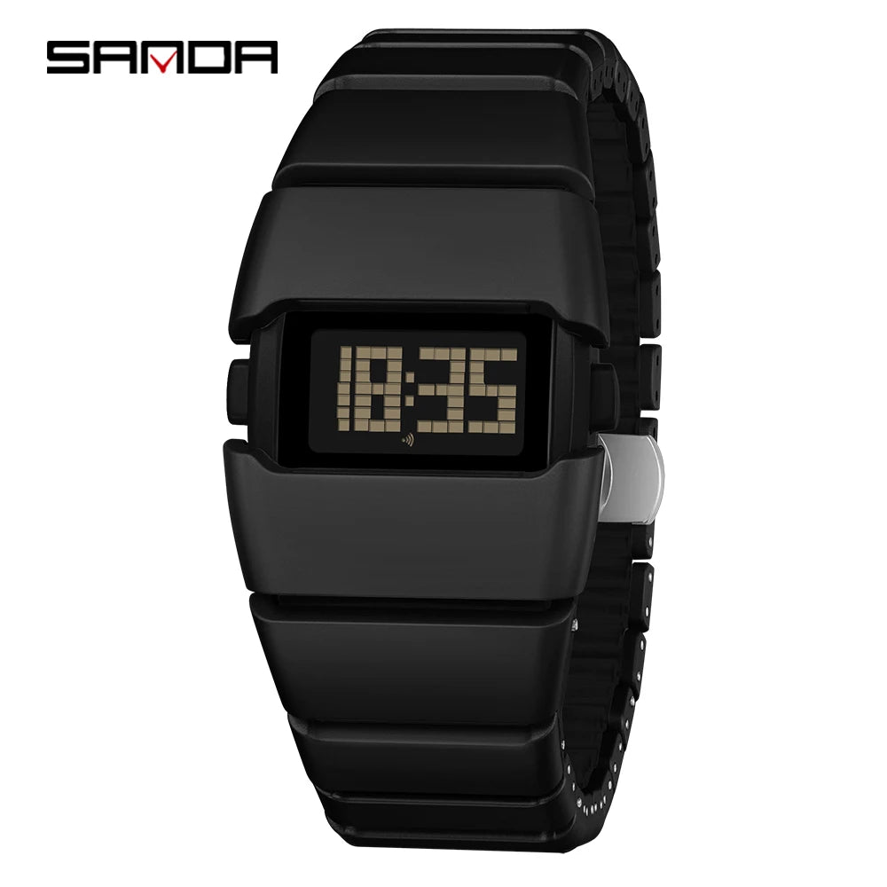 SANDA 9504 Retro Electronic Watch 5ATM Waterproof Night Light Display Snooze Alarm Clock Stopwatch Men's and Women's Watches2026