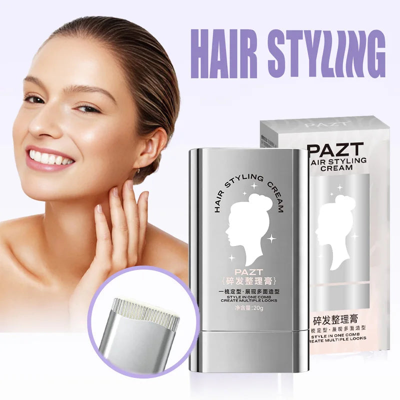 Hair Styling Cream, Long-Lasting Shaping, Refreshing and Non Greasy, with Built-In Comb Teeth, Creating a Natural Look