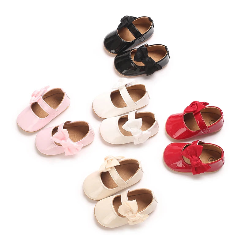 Toddler Girls' Fashionable Bowknot Princess Shoes, Comfortable Soft Mary Jane Flat Shoes Suitable For Parties And Various Activi