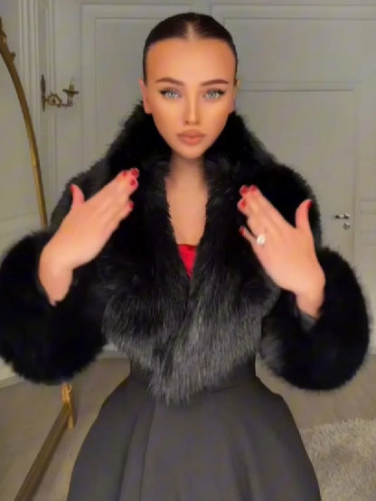 Women Wool Blend Coat Faux Fur Collar And Cuffs Fitted Waist Flared Maxi Silhouette Outerwear Winter Elegant Street Overcoat