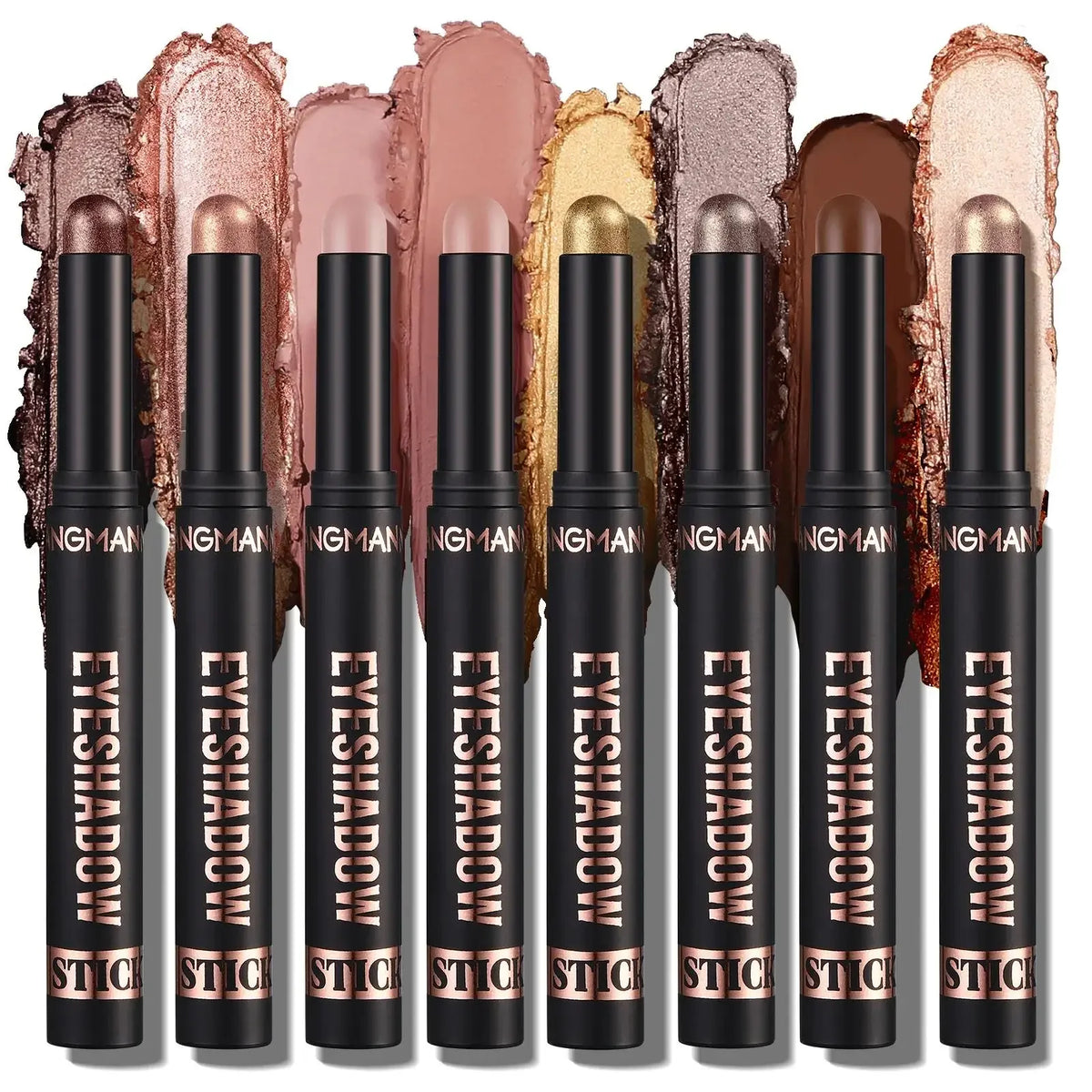 Waterproof Long Lasting Metallic Eyeshadow Sticks Satin Finish 16 Vibrant Colors Professional Makeup Pencil Crayon Set 8PCS