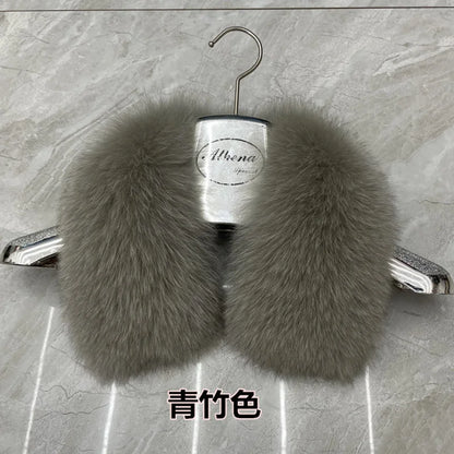 Real Fox Fur Collar Winter Men And Women's Fox Fur Square Collar Natural Fur Scarves For Ladies Neck Warmer Fur Scarf Shawls