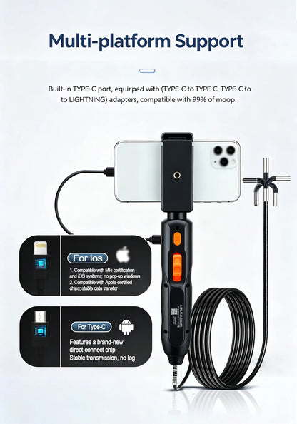 4K UHD 360° Two-Way Type-C Articulating 6mm Endoscope Camera Borescope Car Inspection Industrial Endoscope For IOS Android