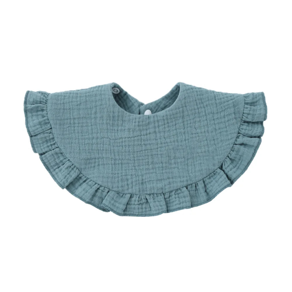 Baby Gauze Feeding Drool Bib Ruffle Solid Infants Saliva Towel Soft Cotton Burp Cloth For Toddler Kids Bibs Korean Style New