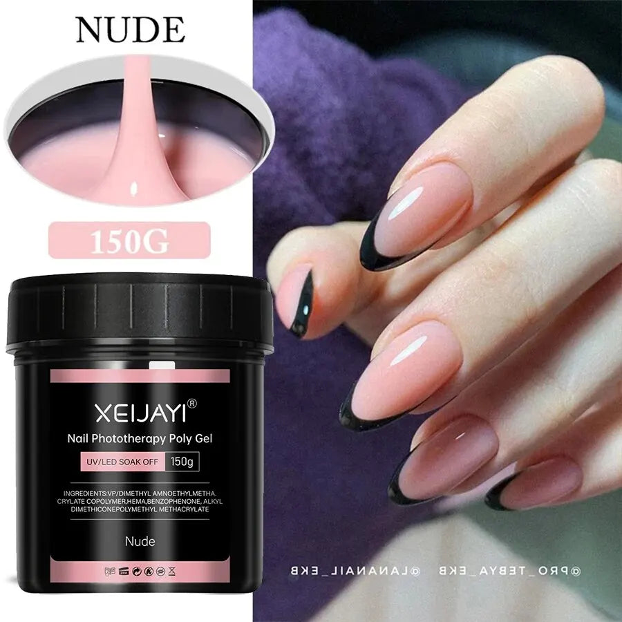 XEIJAYI 150g Poly Nail Gel UV LED Cured Builder Nail Gel Crystal Nail Extension Gel For Nails DIY At Home Salon