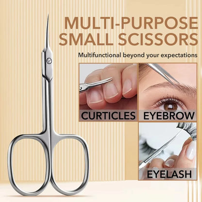 Professional Russian Manicure Scissors Cuticle Regrowth Cut Curved Tip Nail Pedicure Grooming Stainless Steel Dead Skin Remover