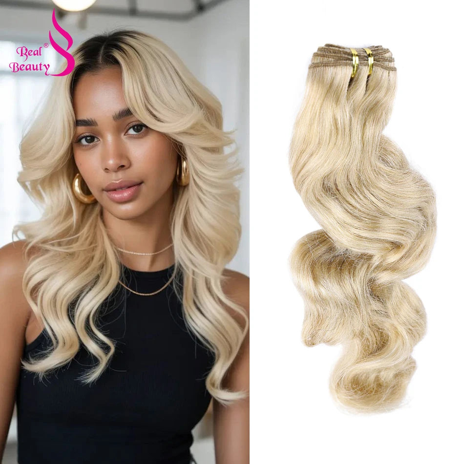 Real Beauty Platinum Blond Brazilian Body Wave Hair Weave Bundles 12"-28" High Ratio Remy Hair Extensions Brown #2 #4 #P6/613