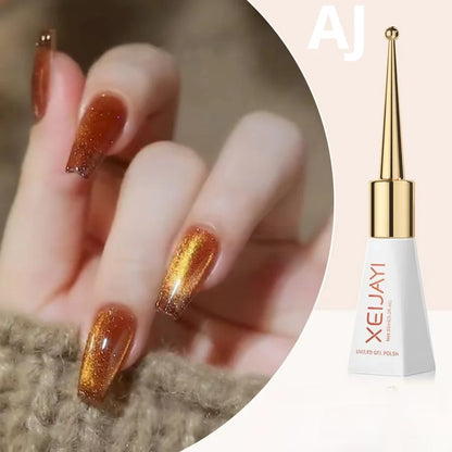 XEIJAYI Sparkling Glass Bead Cat Eye Gel Nail Polish Reflective Magnetic Gel Nude Color uv Permanent Seedling Varnish Nail Art