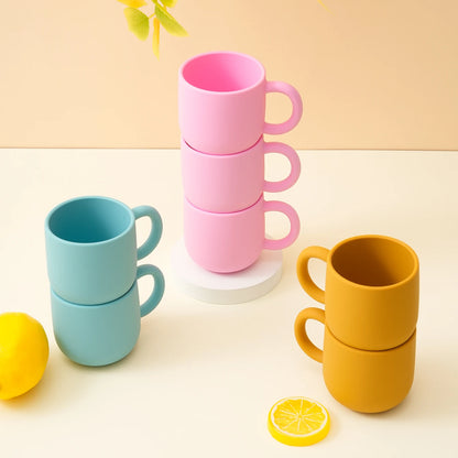 Color Kids 1PCS Silicone Baby Feeding Cup Single Handle Portable Water Bottle Pure Color BPA Free Baby Tableware Shower Gift