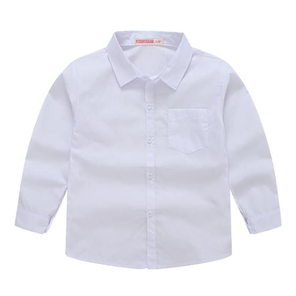 Children's Shirt in the Spring and Autumn New Boys and Girls Suit Collar Shirt Children's Pure Color Long Sleeve Shirt