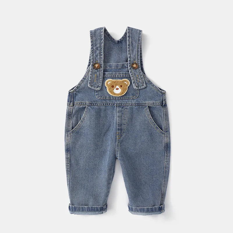 2024 Fashion Spring Autumn Kids Jumpsuit Boys Girls Cartoon Denim Bib Pants Children Trousers Fashion Toddler Casual 0-5Y