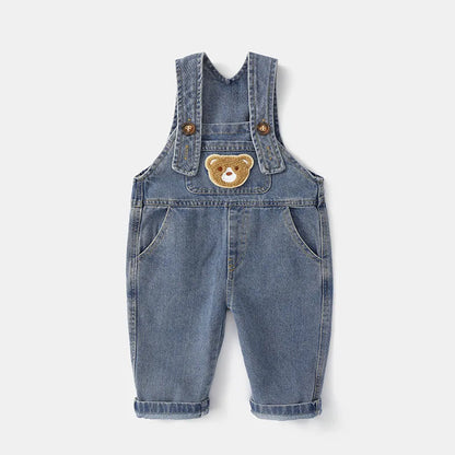 2024 Fashion Spring Autumn Kids Jumpsuit Boys Girls Cartoon Denim Bib Pants Children Trousers Fashion Toddler Casual 0-5Y