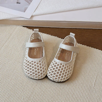 Spring Girl's Casual Shoes Mesh Hook-loop Chic Daily Kid's Flat Shoe Solid Colors Anti-slip Breathable Light Comfy Children Shoe