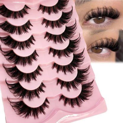 NEW 7pairs 8D Mink Lashes Natural Short False Eyelashes Mink Eyelashes 3D Mink Lashes Wispy HandMade Full Strip Lashes  Makeup