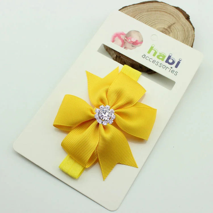 1 Piece Baby Headband Girl Bandage Ribbon Bowknot Infant Kids Hair Accessory Newborn Bow Crystal Toddler Band Headwear