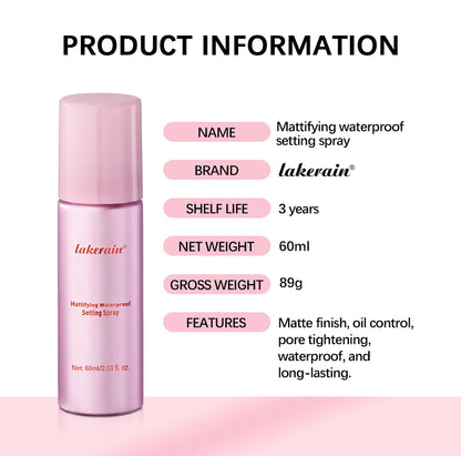 Waterproof Mattifying Setting Spray Glossy Matte Base Makeup Control Oil Non-Sticky Waterproof Make-up Fixer Spray For All Skin