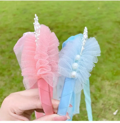 Girls Pink Blue Purple Flower Weaving Braid Headband Kids Princess Dress Up Hair Accessories Aurora Elsa Sofia Rapunzel Wig