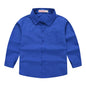 Children's Shirt in the Spring and Autumn New Boys and Girls Suit Collar Shirt Children's Pure Color Long Sleeve Shirt