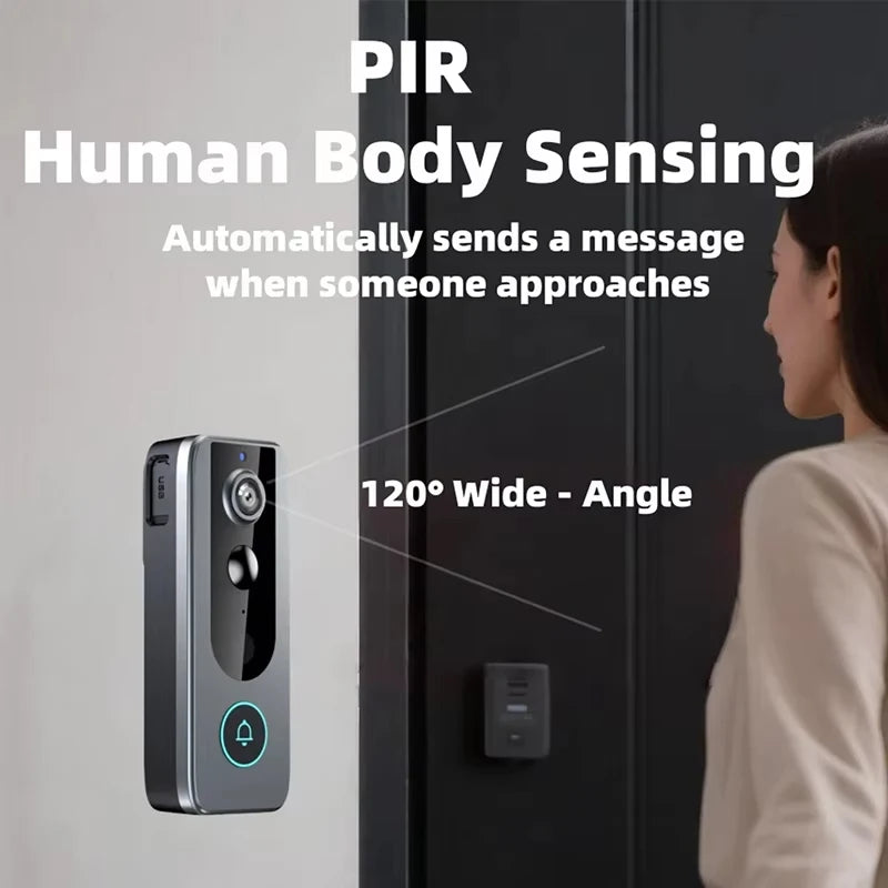 IP65 Waterproof Outdoor Wireless Doorbell with Solar Rain Cover Camera Tuya Eye Digital Door Peepholes Smart Home Video Intercom