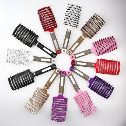Hair Brush Scalp Massage Comb Hairbrush Bristle;Nylon Women Wet Curly Detangle Hair Brush for Salon Hairdressing Styling Tools
