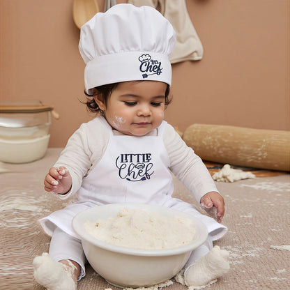 Ylsteed 2 Pcs Set Cute Baby Chef Apron and Hat Infant Kids White Cook Costume Photography Prop Newborn Hat Apron-HD