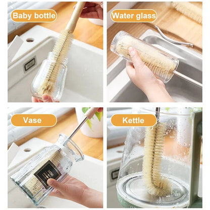 Kitchen Cleaning Tools Drink Bottles Glass Scrubbers Cleaning Brush Wooden Bottle Cleaning Brush with Long Handle