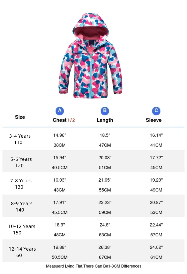 Dubbped Girl Polar Fleece Waterproof Jacket Spring Autumn Children Coats Sport Casual Kids Jackets Double-deck Windproof Jackets