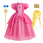 Girls New Game Movies Rosalina Peach Princess Dress Carnival Party Birthday Outfit Peach Cosplay Halloween Costume Dress