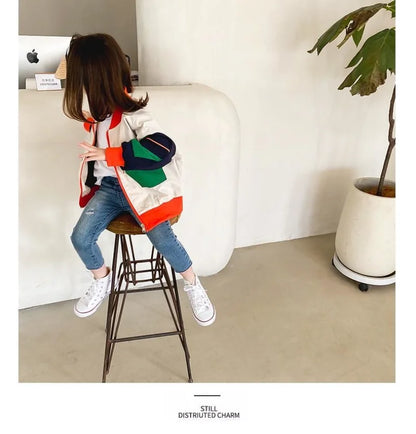 England Style Spring Autumn Cotton Girl Toddler Trench kids Windbreaker Fashion Little Girl Double Breasted Jacket Outfits