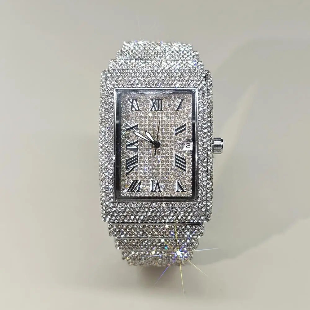 2025 Hot Luxury Brand Quartz Diamond Watch For Men Fashion Hip Hop Full Diamond Bling Jewelry Wristwatches Man Dropshipping ﻿