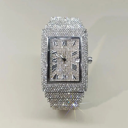 2025 Hot Luxury Brand Quartz Diamond Watch For Men Fashion Hip Hop Full Diamond Bling Jewelry Wristwatches Man Dropshipping ﻿