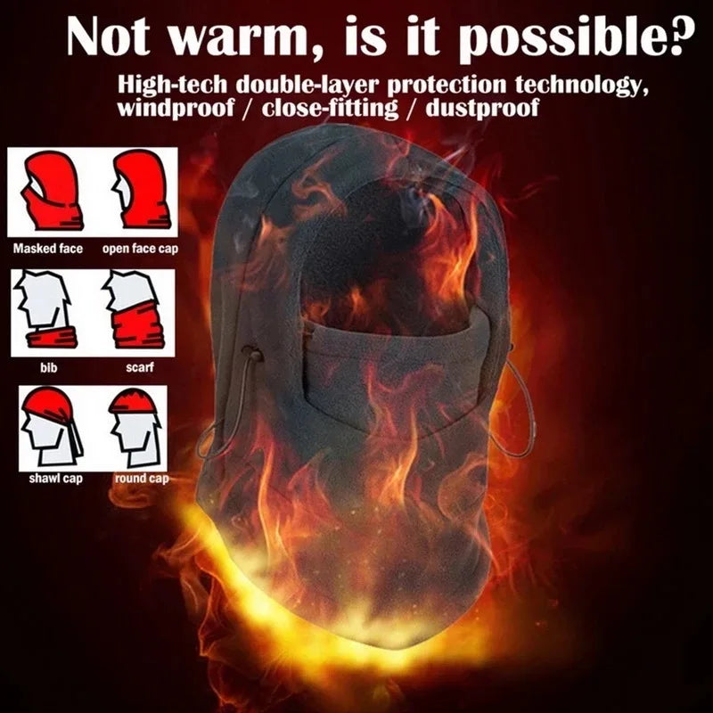 New Fashion Warm Cap Winter Men Women Hats Thermal Fleece Balaclava Hats Neck Warmer Hiking Scarves Outdoor Riding Windproof Cap