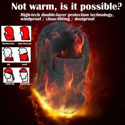 New Fashion Warm Cap Winter Men Women Hats Thermal Fleece Balaclava Hats Neck Warmer Hiking Scarves Outdoor Riding Windproof Cap