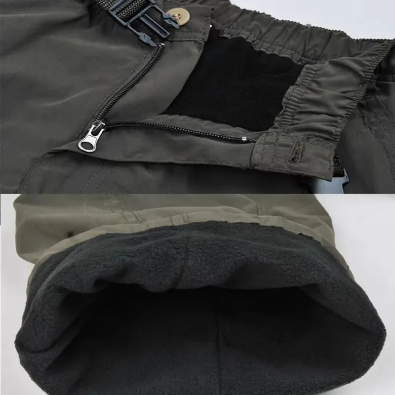 Men's Fleece Cargo Pants Winter Plush Tactical Pants Casual Joggers 3XL Korean Loose Hiking Running Warm Thermal Trousers