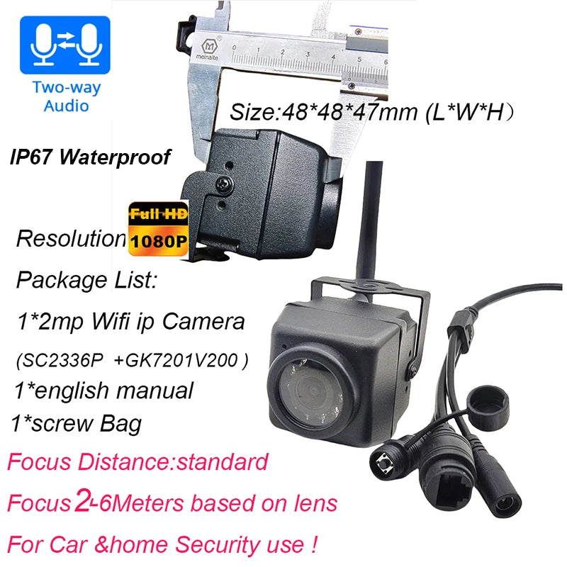 Camhi 2MP 5MP Mini Waterproof IP67 TF Card Slot 940NM IR Night Vision IP Camera Wifi Outdoor For Car Vehicle Fleet&Bird Nest