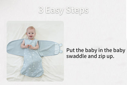 INSULAR Baby 100% Cotton Swaddling Cloth With Caps Envelope Type Newborn Cartoon Envelope Anti-Startle Adjustable Bedding Item